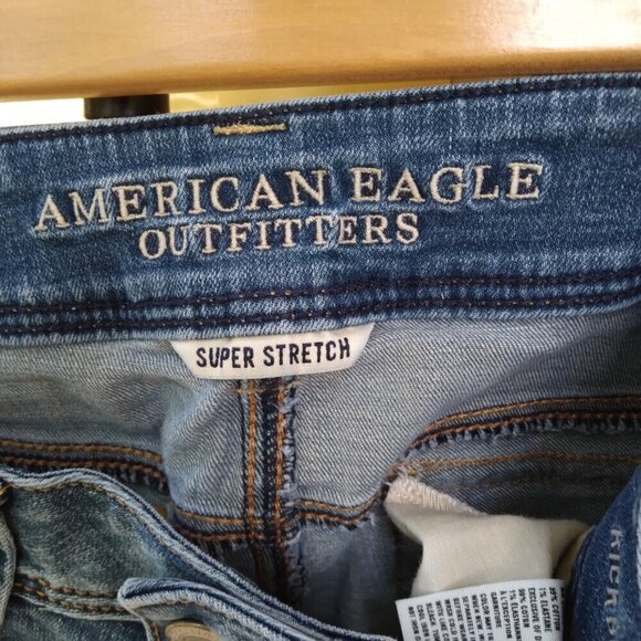 AEO Super Stretch Kickboot Jeans Back Buttoned Flap Sequined Pockets  Sz 00 - Picture 8 of 10